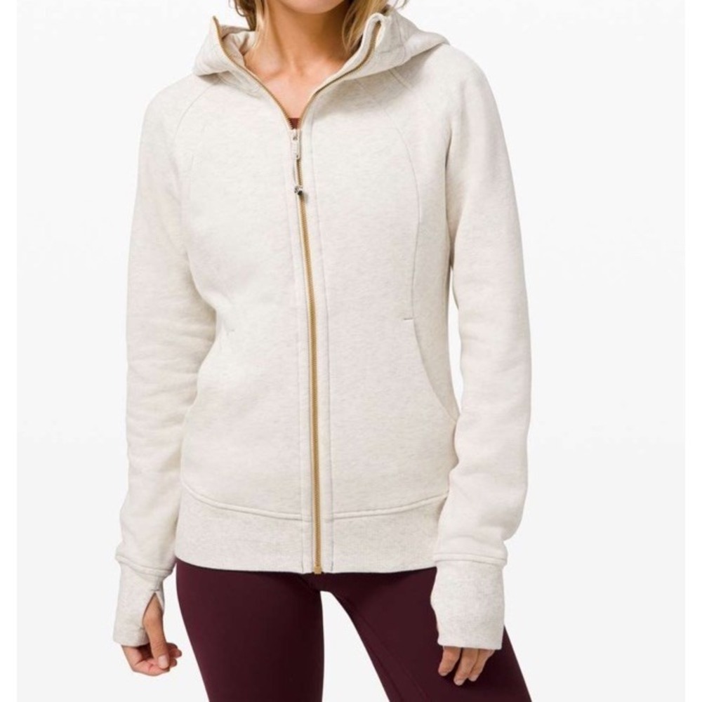 Lululemon Scuba Hoodie 14 Gold Heathered Ivory Fleece Sweatshirt Full Zip